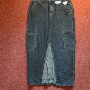 NWT Old Navy Jean Denim Maxi Skirt W/ Front Slit